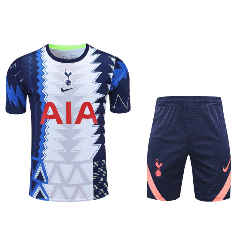 2021/22 Tottenham Hotspur White Blue Training Uniforms Shirt with Shorts